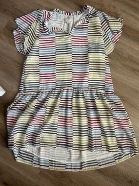 LOFT Multicolor Striped Womens Dress - Yellow, Blue, Red, Black